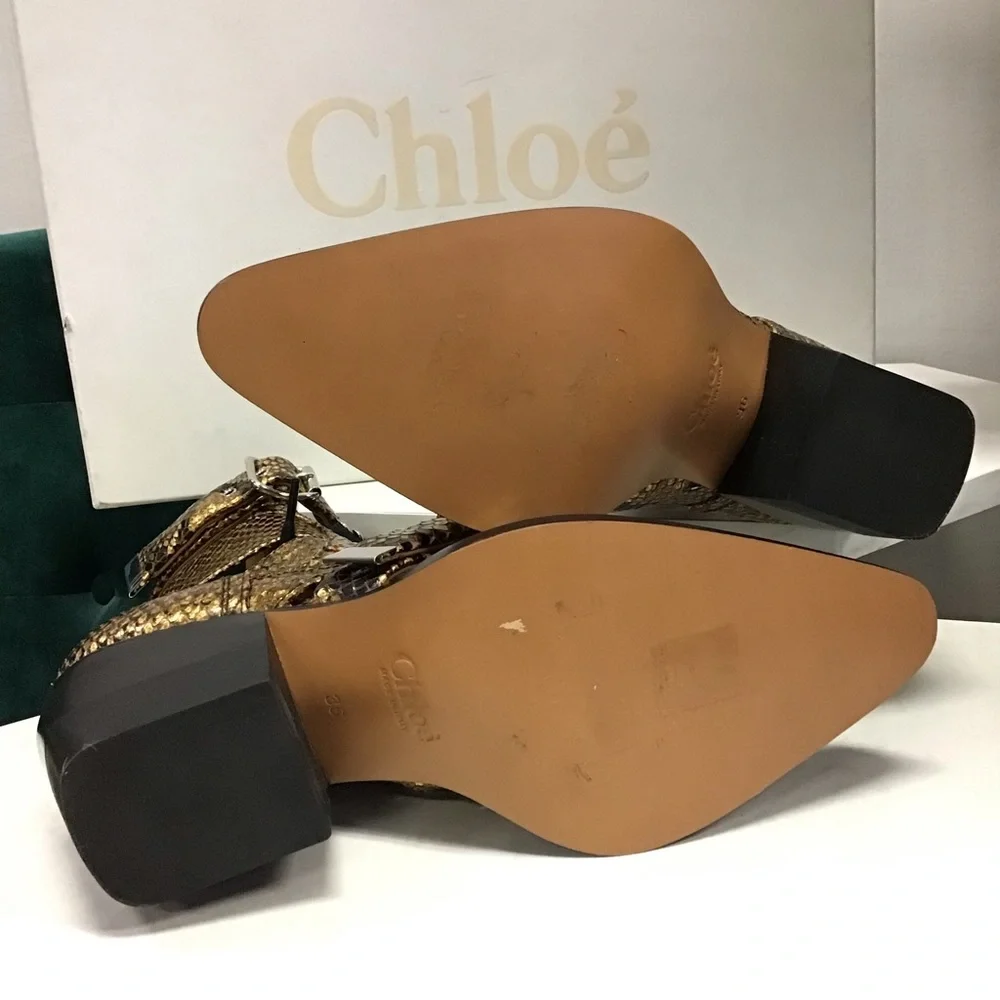 Chloe Rylee Python Harvest Gold Ankle Boots - Picture 4 of 5